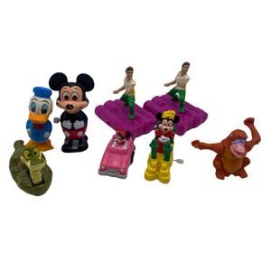Vintage Disney Fast Food Happy Meal Toys and Tomy Wind Up Toys Lot Mickey Mouse